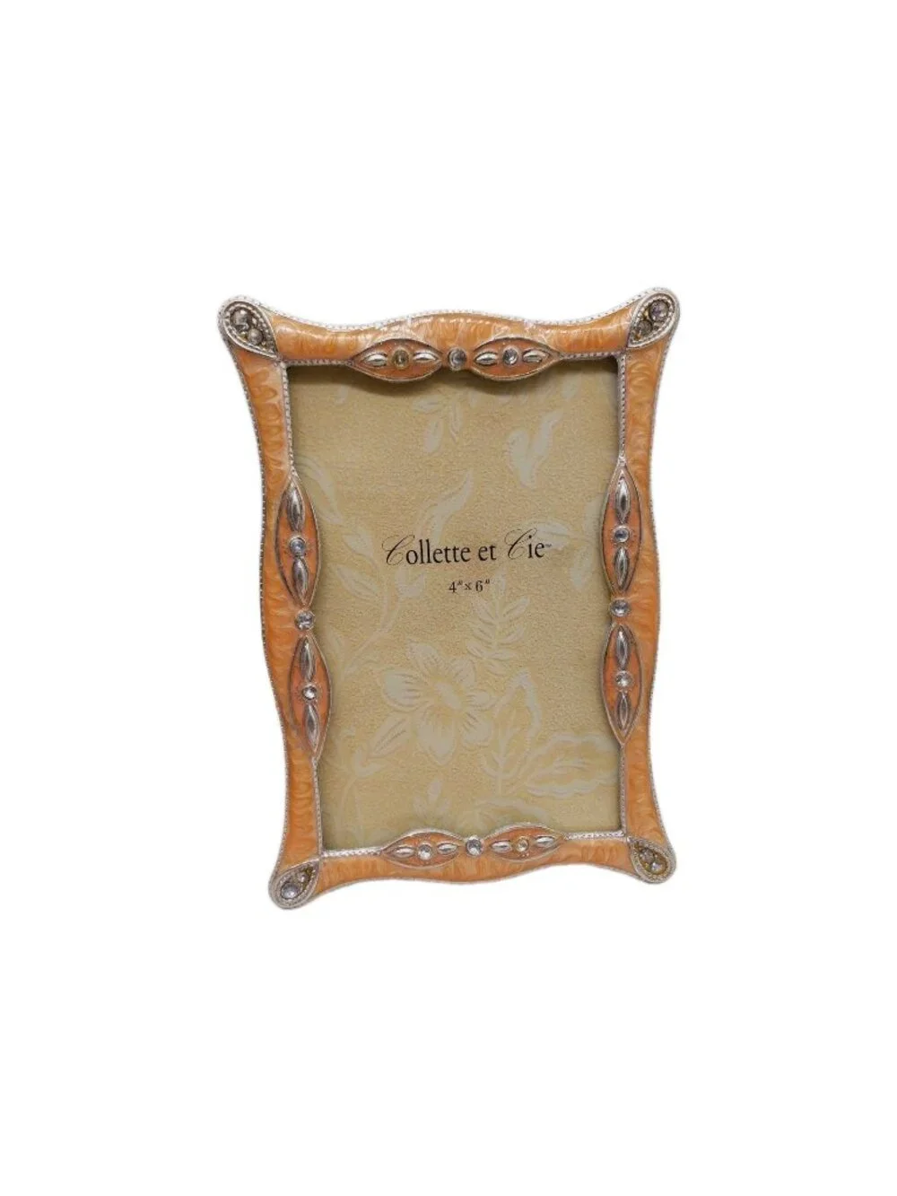 Collette Et Cie 4x6 Photo Frame Yellow Enamel Rhinestones Easel Back